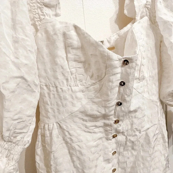 Cult Gaia Simona white linen off shoulder midi Dress size Large - Picture 6 of 16